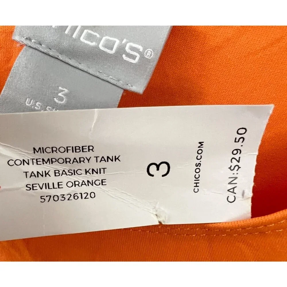 Chico's Microfiber Contemporary Tank Top Size 3 XL Seville Orange NEW - Picture 3 of 5